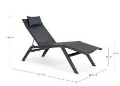 Hot Bizzotto CHAISE LONGUE IN ALLUMINIO ANTRACITE JX55 - KRION