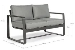 Clearance Bizzotto DIVANO IN ALLUMINIO ANTRACITE YK13 - MERRIGAN
