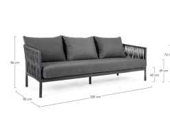 Discount Bizzotto DIVANO IN CORDA PER ESTERNO ANTRACITE WG21 - FLORENCIA