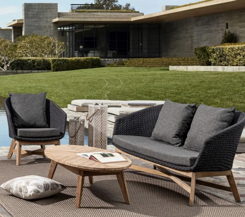 Bizzotto DIVANO IN CORDA PER ESTERNO ANTRACITE- COACHELLA