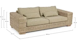 Online Bizzotto DIVANO IN FIBRE NATURALI 4 POSTI - LEANDRO