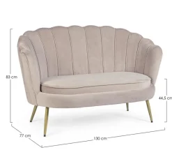 Outlet Bizzotto DIVANO IN VELLUTO GRIGIO CHIARO - GILIOLA