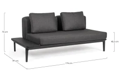 Online Bizzotto DIVANO LOUNGE IN ALLUMINIO ANTRACITE WG21 - MATRIX