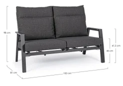 Clearance Bizzotto DIVANO RECLINABILE IN ALLUMINIO ANTRACITE JX55 - KLEDI