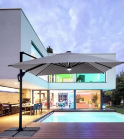 Bizzotto OMBRELLONE BRACCIO CON LED IN ALLUMINIO 3X3 ANTRACITE - INES