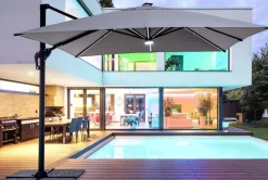 Bizzotto OMBRELLONE BRACCIO CON LED IN ALLUMINIO 3X3 ANTRACITE - INES