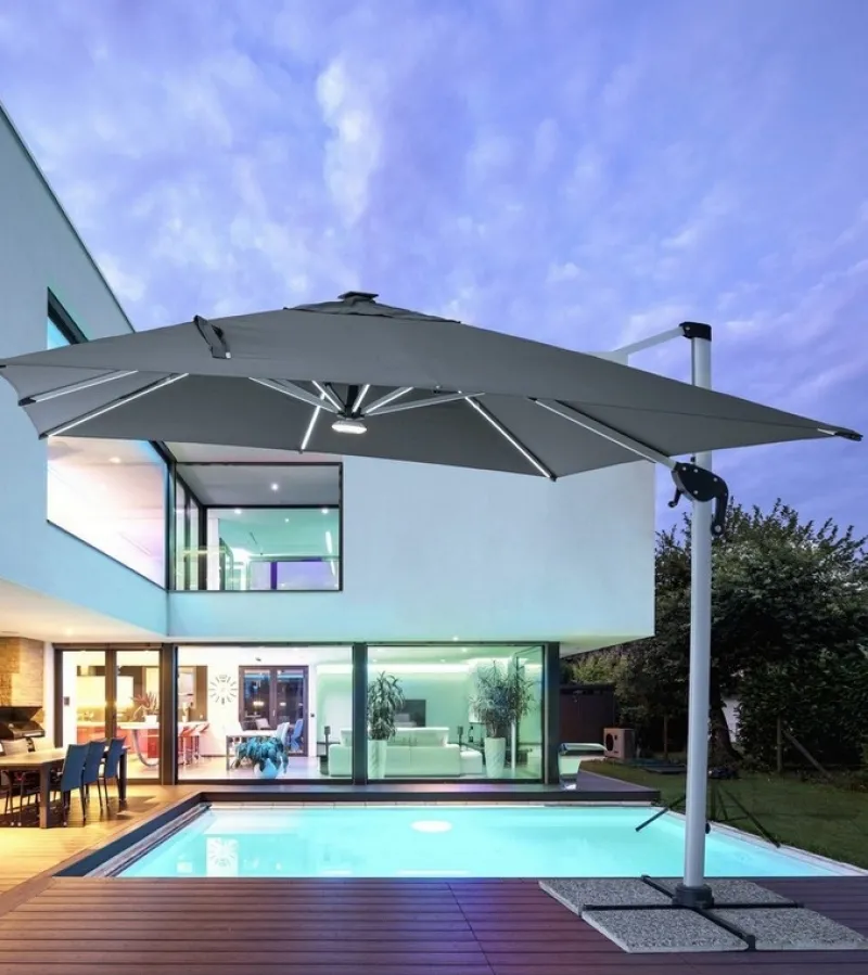 Hot Bizzotto OMBRELLONE BRACCIO IN ALLUMINIO 3X3 ANTRACITE - INES