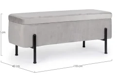 New Bizzotto PANCA CONTENITORE IN VELLUTO GRIGIO CHIARO - IRINA