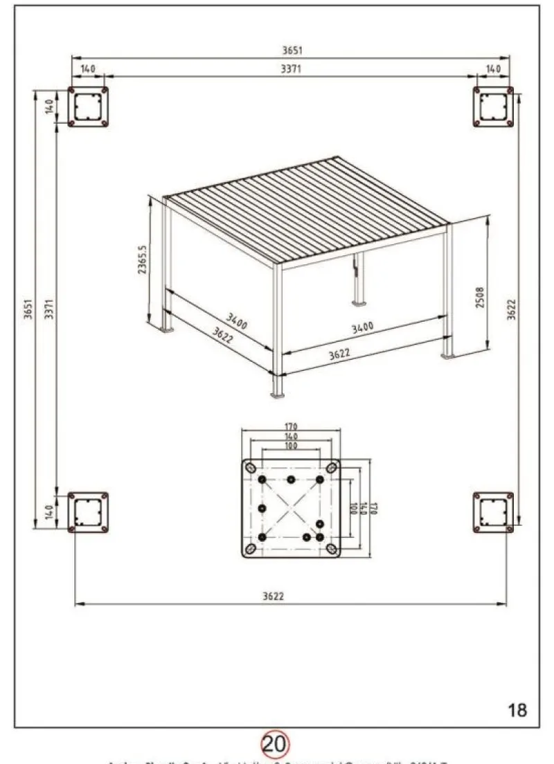 Online Bizzotto PERGOLA OCEAN 3.6X3.6 RUSTIC-BIANCO