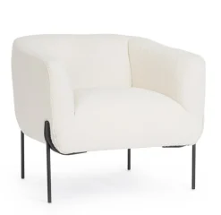 Clearance Bizzotto POLTRONA EFFETTO BOUCLE' BIANCO - CLAUDINE
