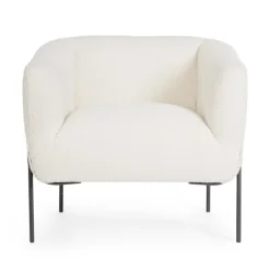 Clearance Bizzotto POLTRONA EFFETTO BOUCLE' BIANCO - CLAUDINE