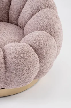 Outlet Bizzotto POLTRONA GIREVOLE EFFETTO BOUCLE' ROSA ANTICO - FLOREL