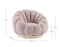 Outlet Bizzotto POLTRONA GIREVOLE EFFETTO BOUCLE' ROSA ANTICO - FLOREL