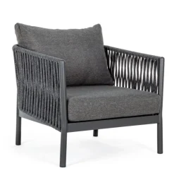 Discount Bizzotto POLTRONA IN CORDA PER ESTERNO ANTRACITE WG21 - FLORENCIA