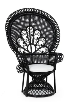 Online Bizzotto POLTRONA IN FIBRE NATURALI SFODERABILE NERO - PEACOCK