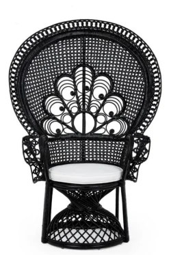 Online Bizzotto POLTRONA IN FIBRE NATURALI SFODERABILE NERO - PEACOCK