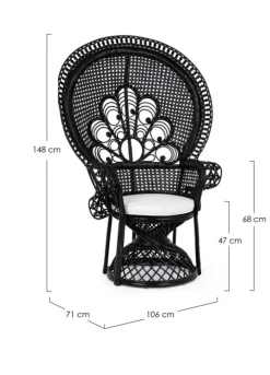 Online Bizzotto POLTRONA IN FIBRE NATURALI SFODERABILE NERO - PEACOCK