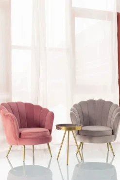 Clearance Bizzotto POLTRONA IN VELLUTO GRIGIO CHIARO - GILIOLA