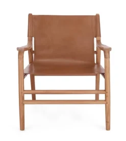 Hot Bizzotto POLTRONA LOUNGE IN PELLE COGNAC - CAROLINE