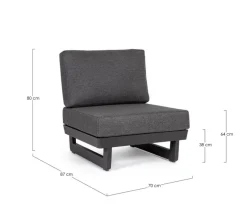 Best Bizzotto POLTRONA MODULARE IN ALLUMINIO ANTRACITE WG21 - INFINITY