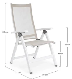 Online Bizzotto POLTRONA RECLINABILE IN ALLUMINIO PIEGHEVOLE BIANCA - CRUISE