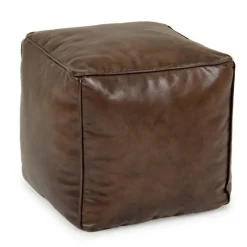 Clearance Bizzotto POUF IN PELLE MARRONE - MENDEZ