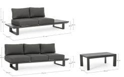 New Bizzotto SALOTTO ANGOLARE IN ALLUMINIO ANTRACITE CX23 - KONNOR