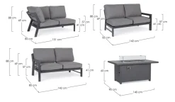 Clearance Bizzotto SALOTTO ANGOLARE IN ALLUMINIO ANTRACITE PG61 - HENDRIX