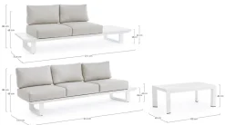 Outlet Bizzotto SALOTTO ANGOLARE IN ALLUMINIO BIANCO CX21 - KONNOR