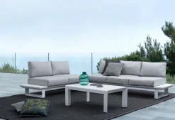 Outlet Bizzotto SALOTTO ANGOLARE IN ALLUMINIO BIANCO CX21 - KONNOR