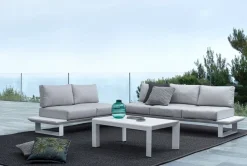 Outlet Bizzotto SALOTTO ANGOLARE IN ALLUMINIO BIANCO CX21 - KONNOR