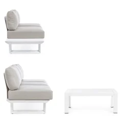Outlet Bizzotto SALOTTO ANGOLARE IN ALLUMINIO BIANCO CX21 - KONNOR