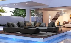 Outlet Bizzotto SALOTTO ANGOLARE IN TESSUTO PER ESTERNO ANTRACITE - PIPER