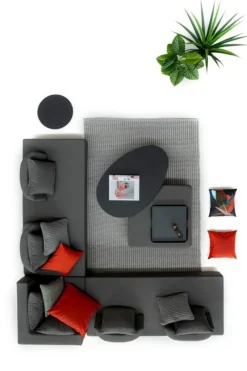 Outlet Bizzotto SALOTTO ANGOLARE IN TESSUTO PER ESTERNO ANTRACITE - PIPER