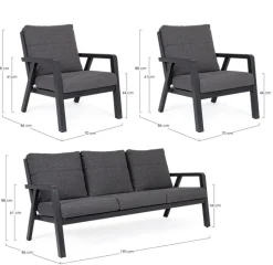 Best Bizzotto SALOTTO IN ALLUMINIO ANTRACITE JX55 - TRUMAN