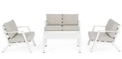 New Bizzotto SALOTTO IN ALLUMINIO CON CUSCINI BIANCO YK11 - HARLEY