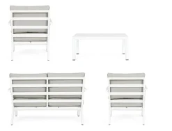 New Bizzotto SALOTTO IN ALLUMINIO CON CUSCINI BIANCO YK11 - HARLEY