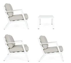 New Bizzotto SALOTTO IN ALLUMINIO CON CUSCINI BIANCO YK11 - HARLEY