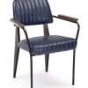 Bizzotto SEDIA CON BRACCIOLI IN ECOPELLE BLU - NELLY