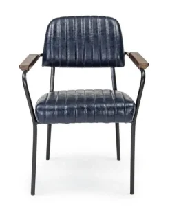 Bizzotto SEDIA CON BRACCIOLI IN ECOPELLE BLU - NELLY