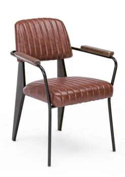 New Bizzotto SEDIA CON BRACCIOLI IN ECOPELLE ARANCIO SCURO - NELLY