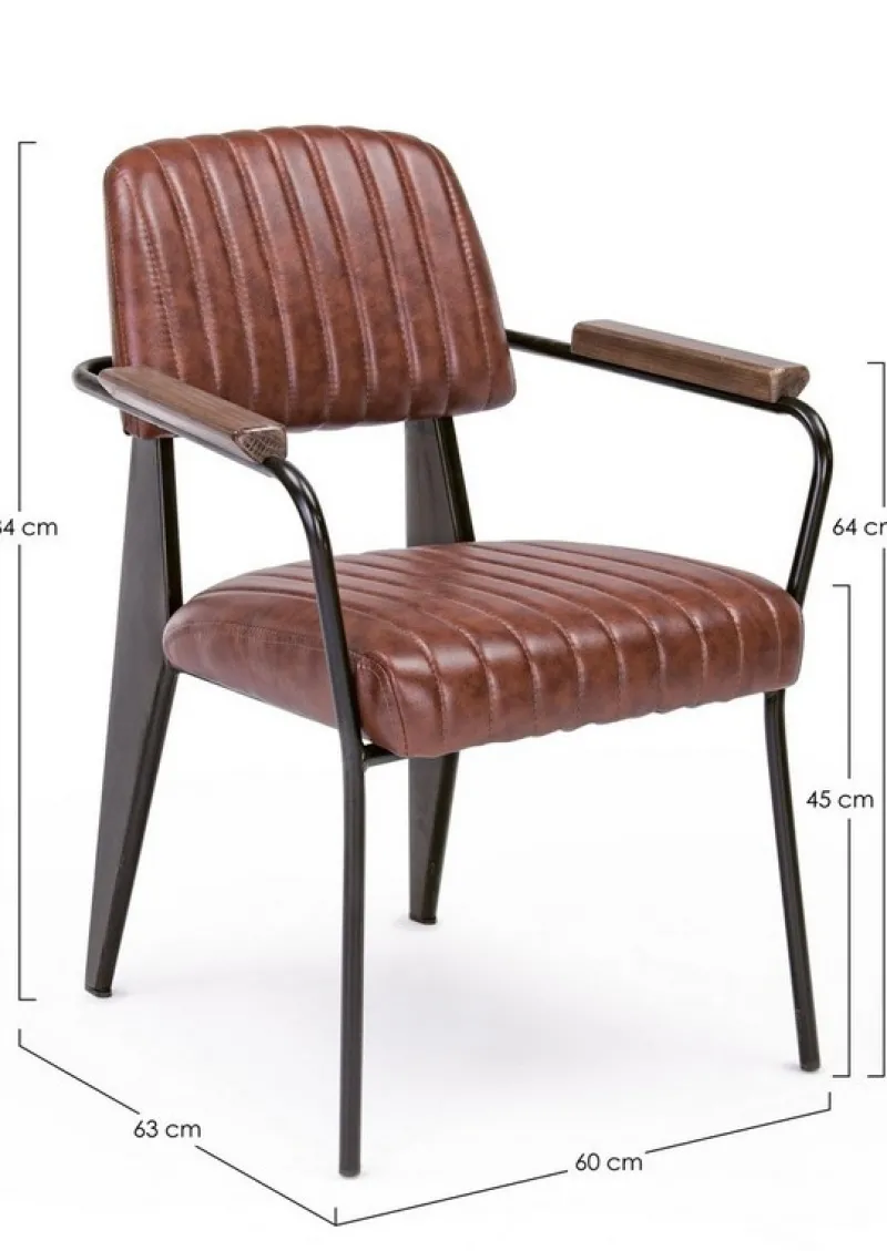 New Bizzotto SEDIA CON BRACCIOLI IN ECOPELLE ARANCIO SCURO - NELLY