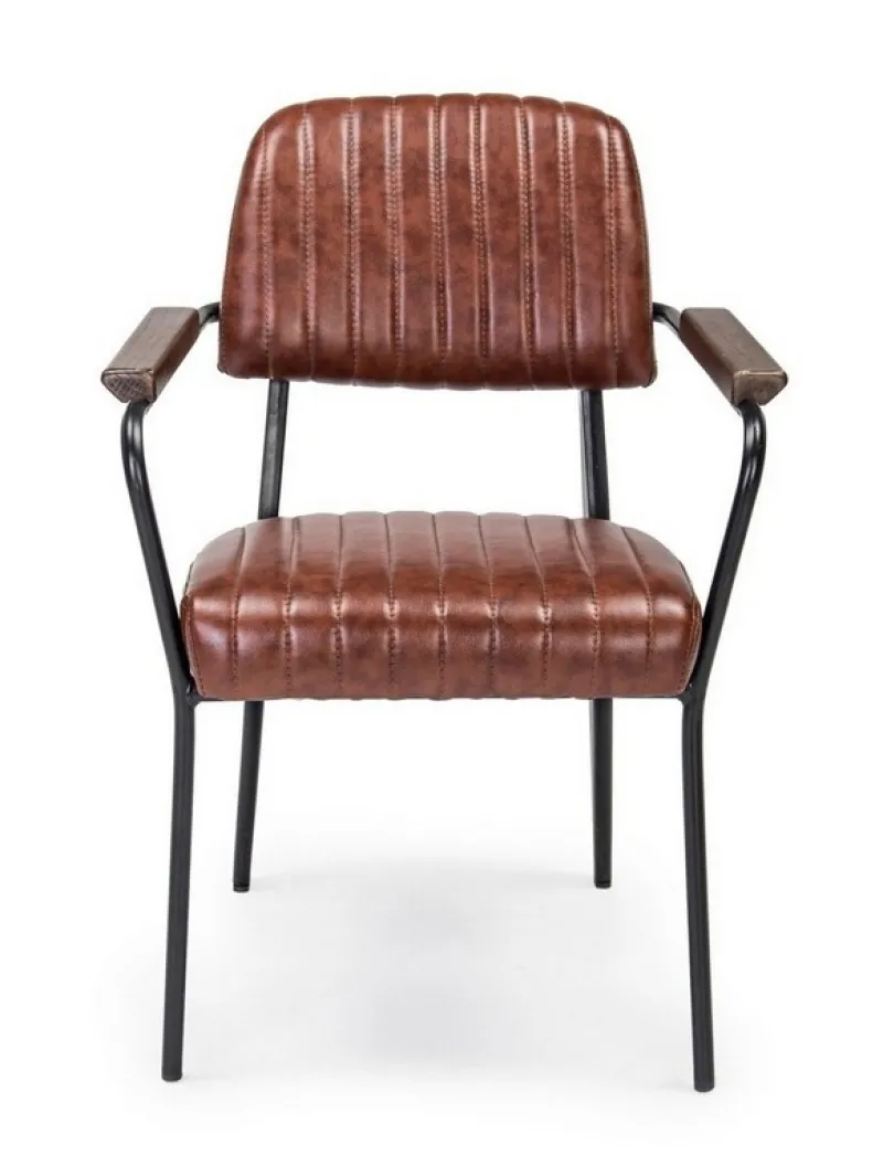 New Bizzotto SEDIA CON BRACCIOLI IN ECOPELLE ARANCIO SCURO - NELLY