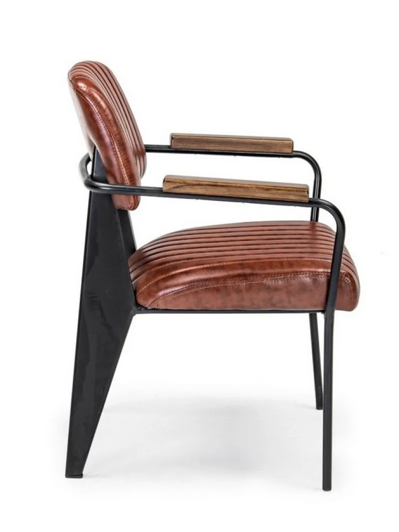 New Bizzotto SEDIA CON BRACCIOLI IN ECOPELLE ARANCIO SCURO - NELLY