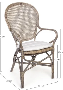 Clearance Bizzotto SEDIA CON BRACCIOLI IN FIBRE NATURALI - EDELINA