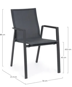 Online Bizzotto SEDIA IN ALLUMINIO IMPILABILE ANTRACITE JX55 - KRION