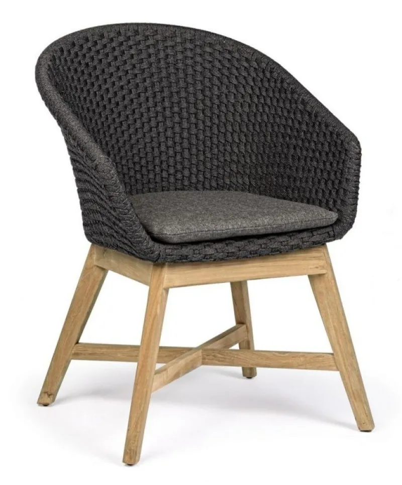 Bizzotto SEDIA IN CORDA PER ESTERNO ANTRACITE - COACHELLA