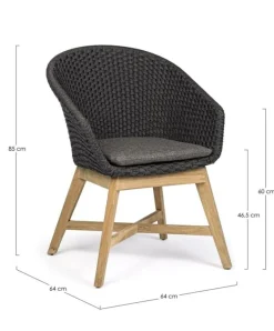 Bizzotto SEDIA IN CORDA PER ESTERNO ANTRACITE - COACHELLA