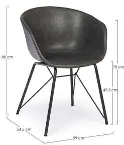 Bizzotto SEDIA IN ECOPELLE ANTRACITE - WARHOL