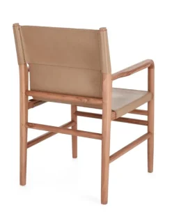 Sale Bizzotto SEDIA IN PELLE CON BRACCIOLI TORTORA - CAROLINE